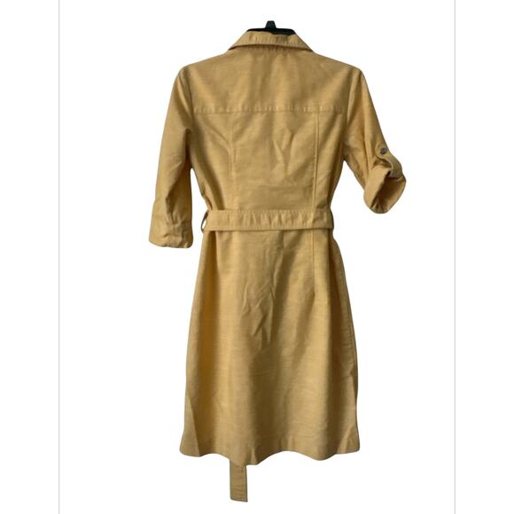 Sharagano Yellow Zip-up Shirt Dress with 4 Functional Pockets Women’s Size 4 - Picture 5 of 9